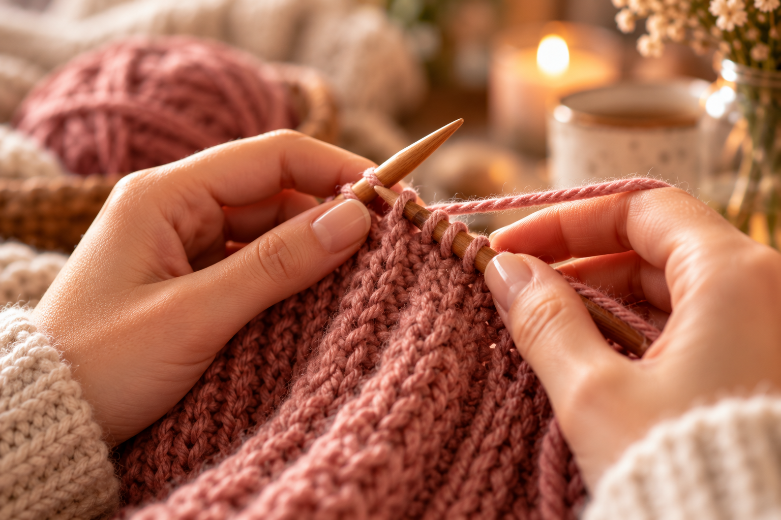 Selbst gestrickte Mützen und Stirnbänder im gemütlichen Strickatelier von Zoe & Louis